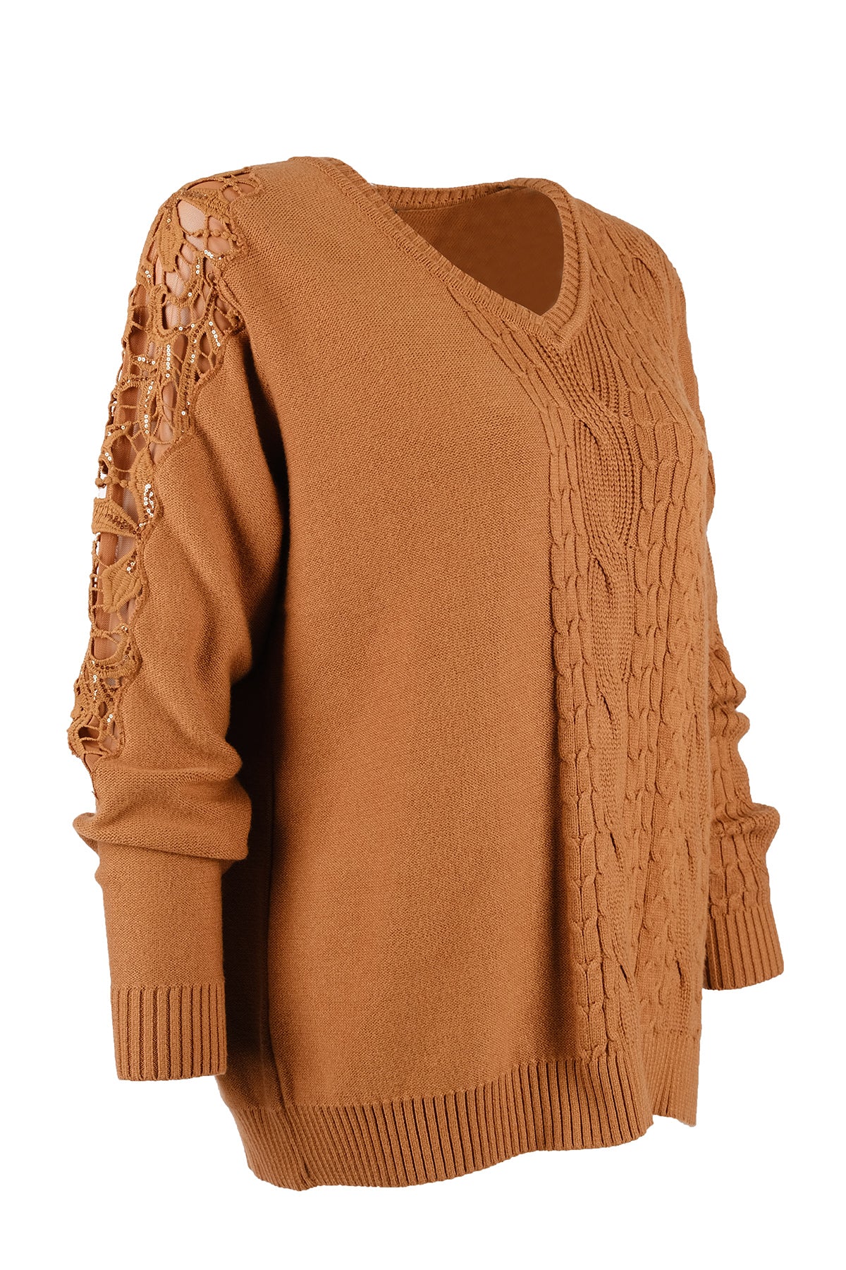 Vedi Kadın V Yaka Oversize Minimalist Kazak - Rahat ve Şık