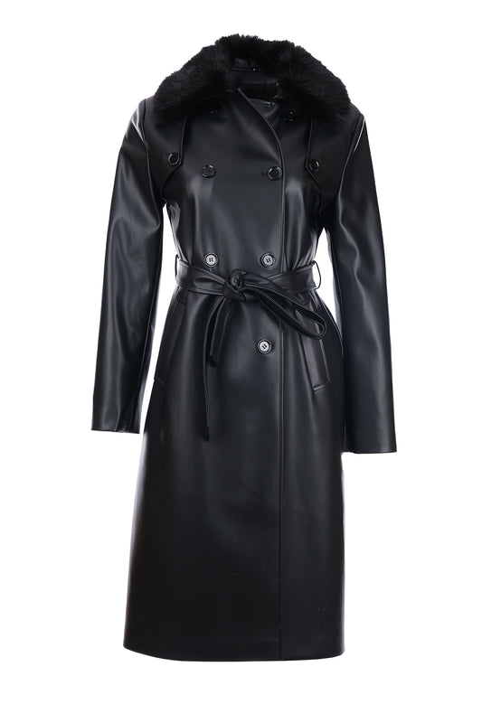 Kazayağı Desenli Metal Aksesuarlı Kaban Trençkot Ekol