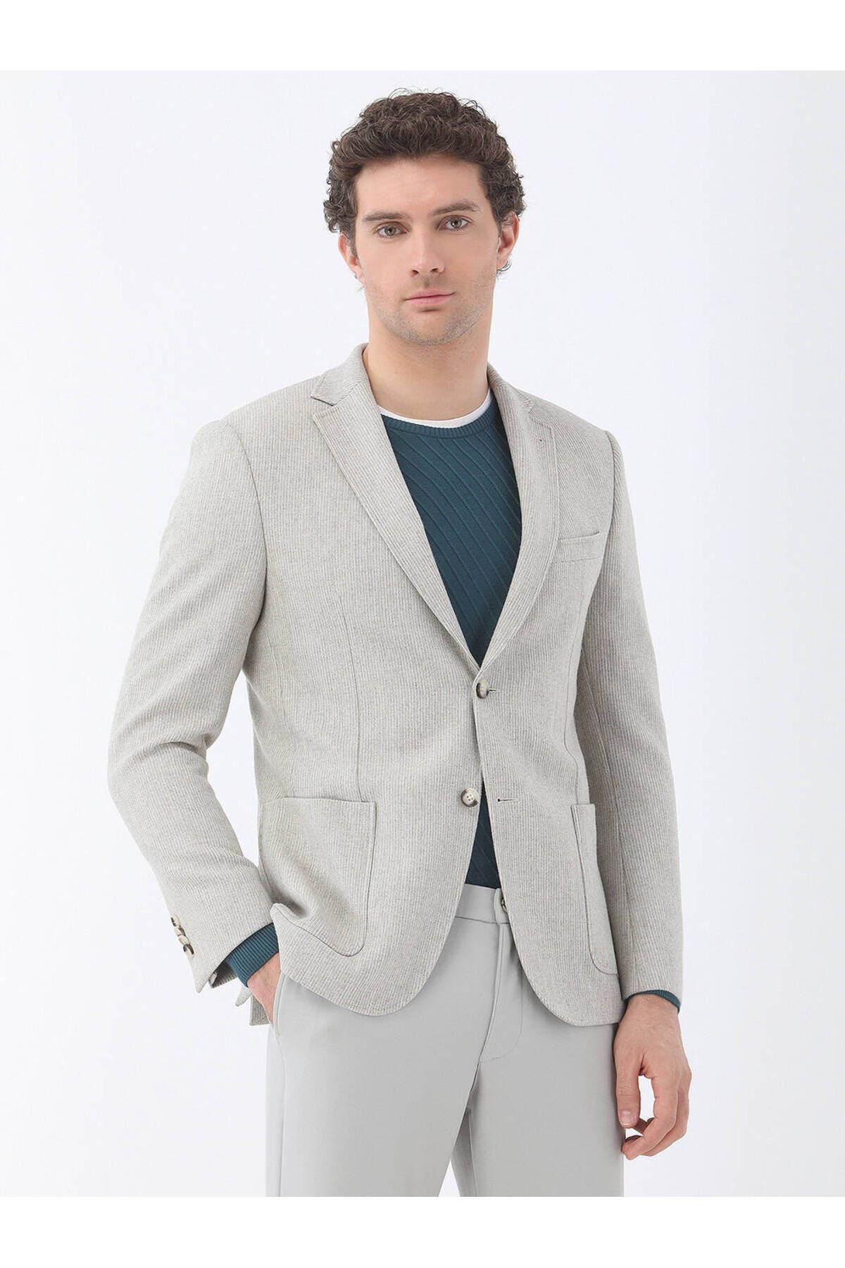 Kip Minimalist Çizgili Erkek Ceket - Regular Fit Main image
