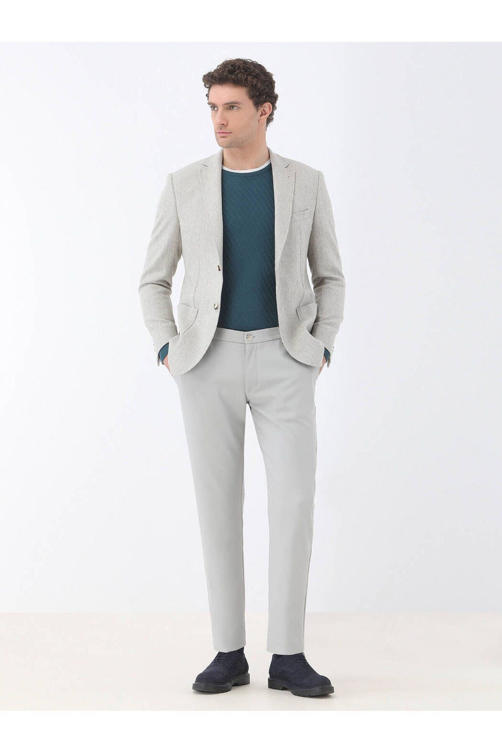 Kip Minimalist Çizgili Erkek Ceket - Regular Fit