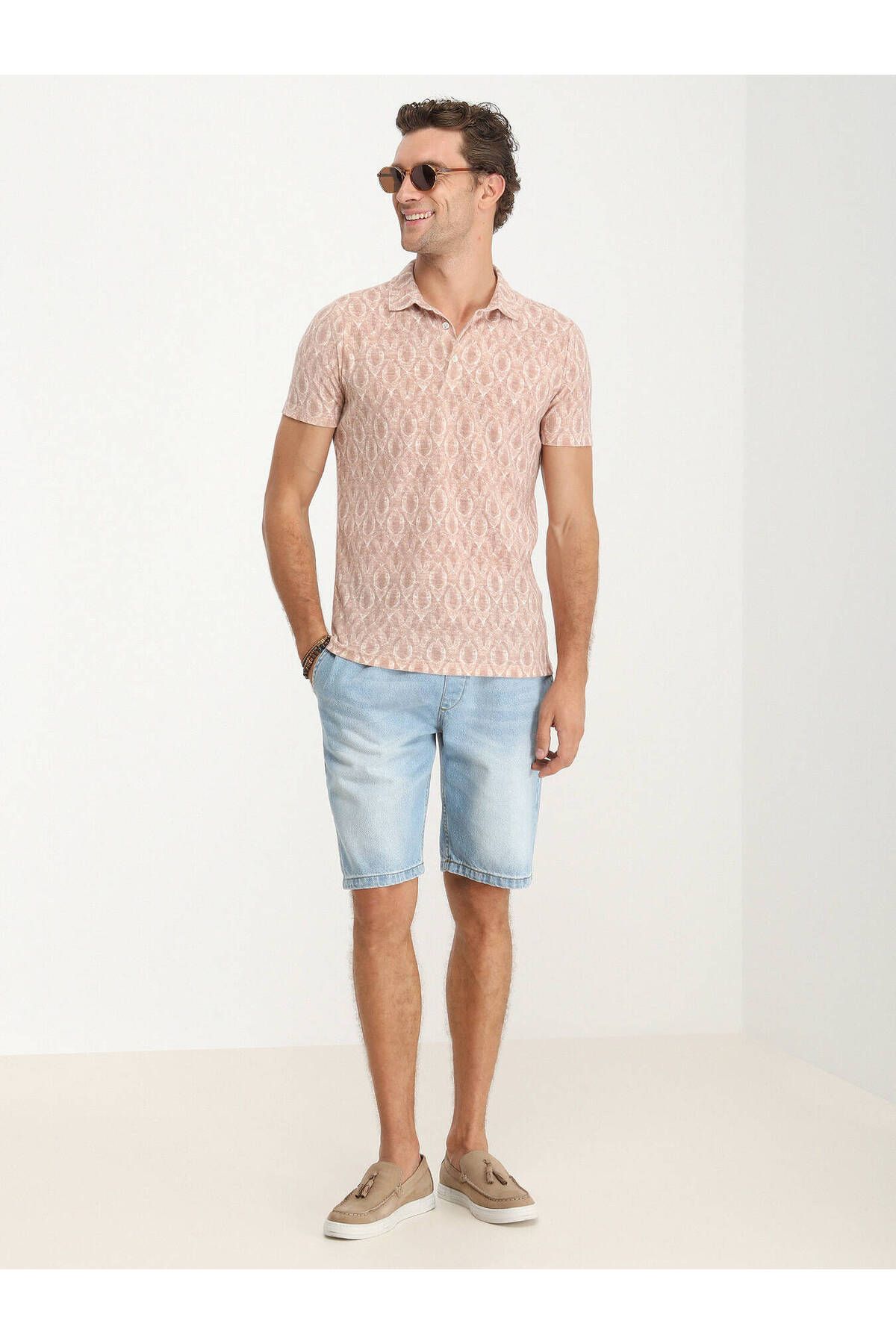 Kip Minimalist Desen Polo Yaka Kısa Kol Erkek T-Shirt TSH-1322