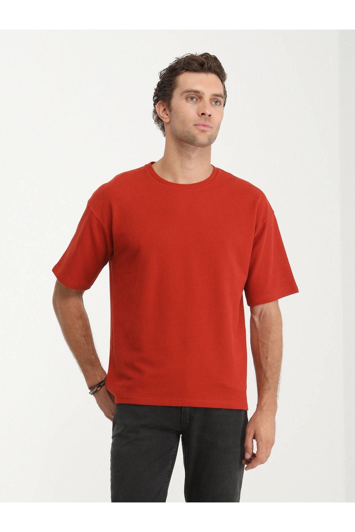 Kip Oversize Kısa Kol Yuvarlak Yaka Minimalist Erkek T-Shirt TSH-1348 - Günlük Kullanım Secondary image