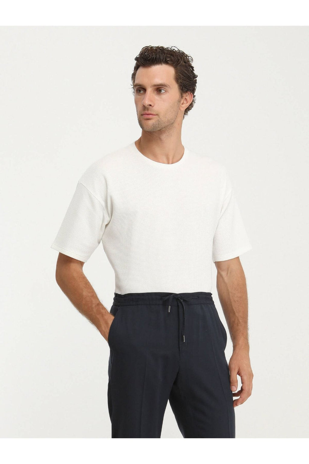 Kip Oversize Kısa Kol Yuvarlak Yaka Minimalist Erkek T-Shirt TSH-1348 - Günlük Kullanım