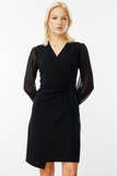 Wrap-Neck Dress with Tulle Sleeves (Ekol)