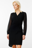 Wrap-Neck Dress with Tulle Sleeves (Ekol)