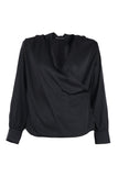 Wrap-around collar, front pleated blouse from Ekol.