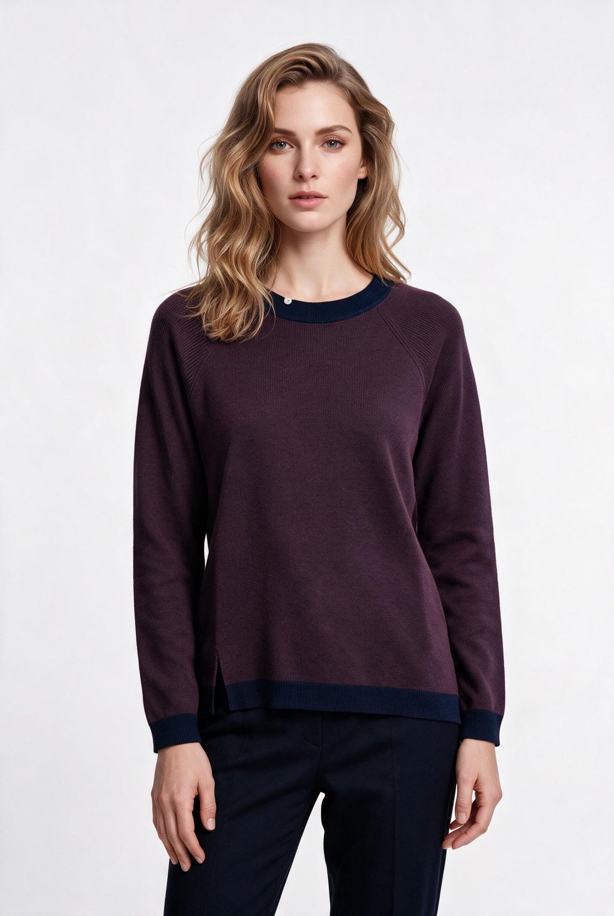 Lal Kadın Bisiklet Yaka Örme Bluz Raglan Kol Ve Yan Yırtmaç Detaylı Main image