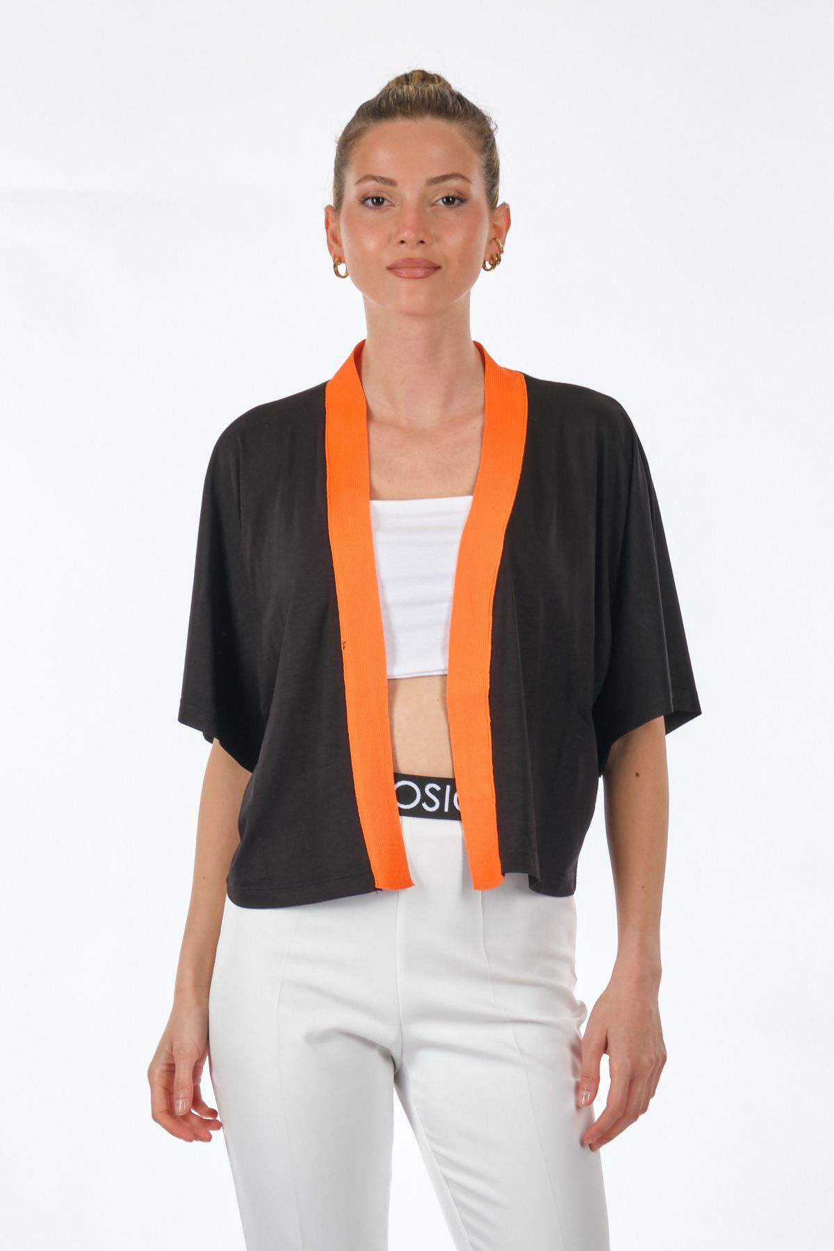 Lal Oversize Kısa Kol Minimalist Kadın Hırka - Günlük Kullanım Main image