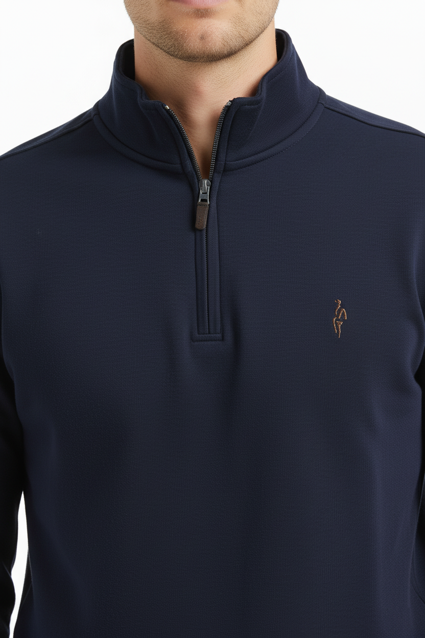 Legato Erkek Fermuarlı Yaka Büyük Beden Örme Pamuklu Uzun Kollu Sweatshirt 4725 Main image