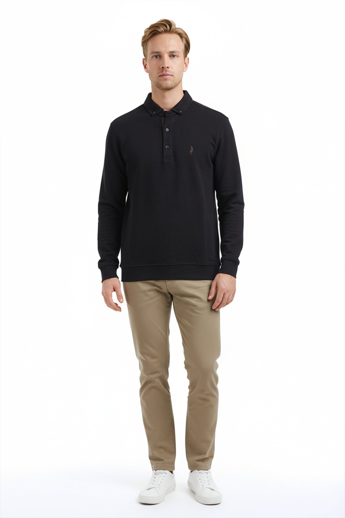 Legato Erkek Polo Yaka Uzun Kollu Pamuklu Regular Kalıp Sweatshirt 4750 Main image