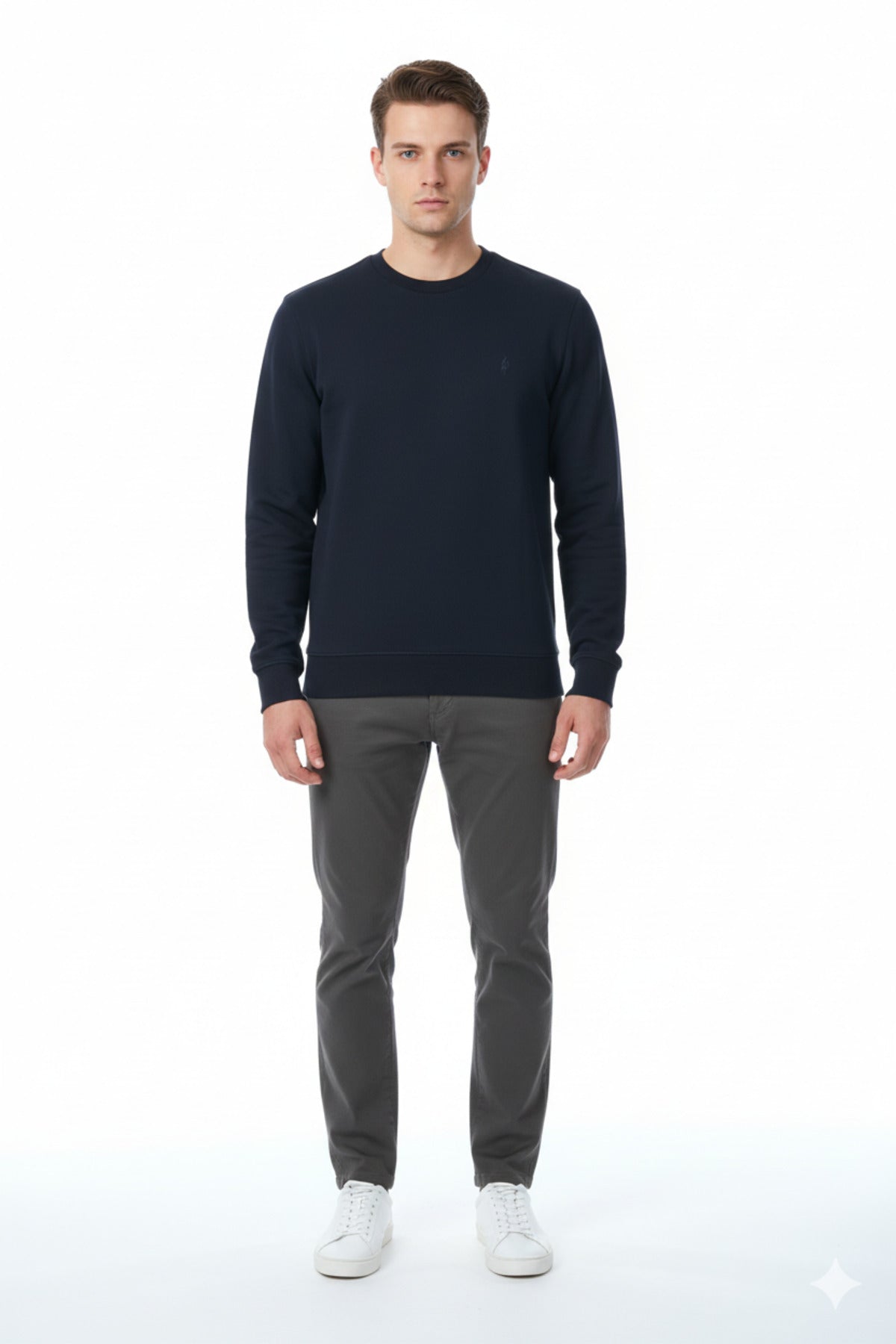 Legato Erkek Büyük Beden Bisiklet Yaka Pamuklu Örme Uzun Kollu Sweatshirt 6705 Main image