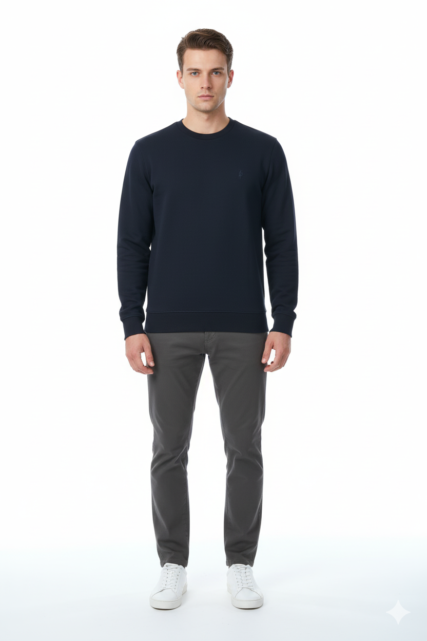 Legato Erkek Büyük Beden Bisiklet Yaka Pamuklu Örme Uzun Kollu Sweatshirt 6705 Main image