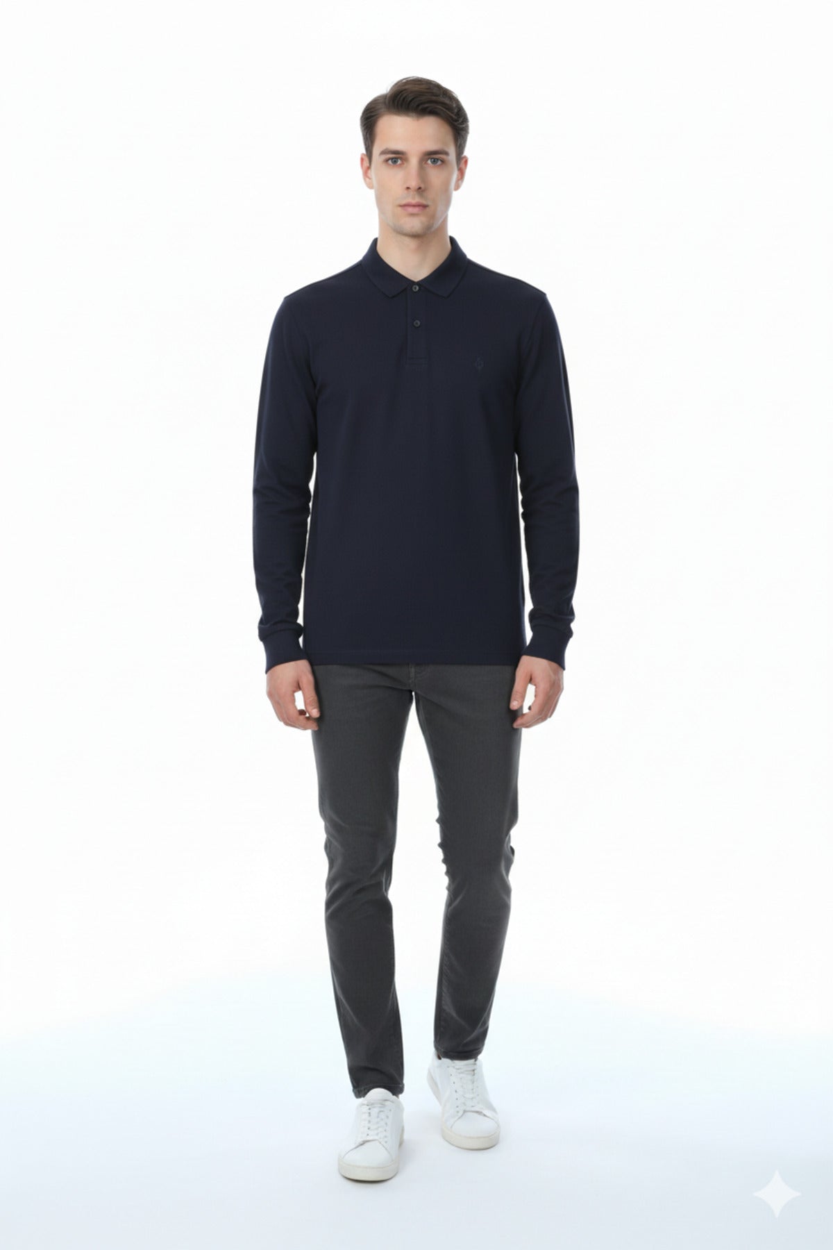 Legato Erkek Polo Yaka Uzun Kollu Pamuklu Sweatshirt - Günlük Giyim 6720 Main image