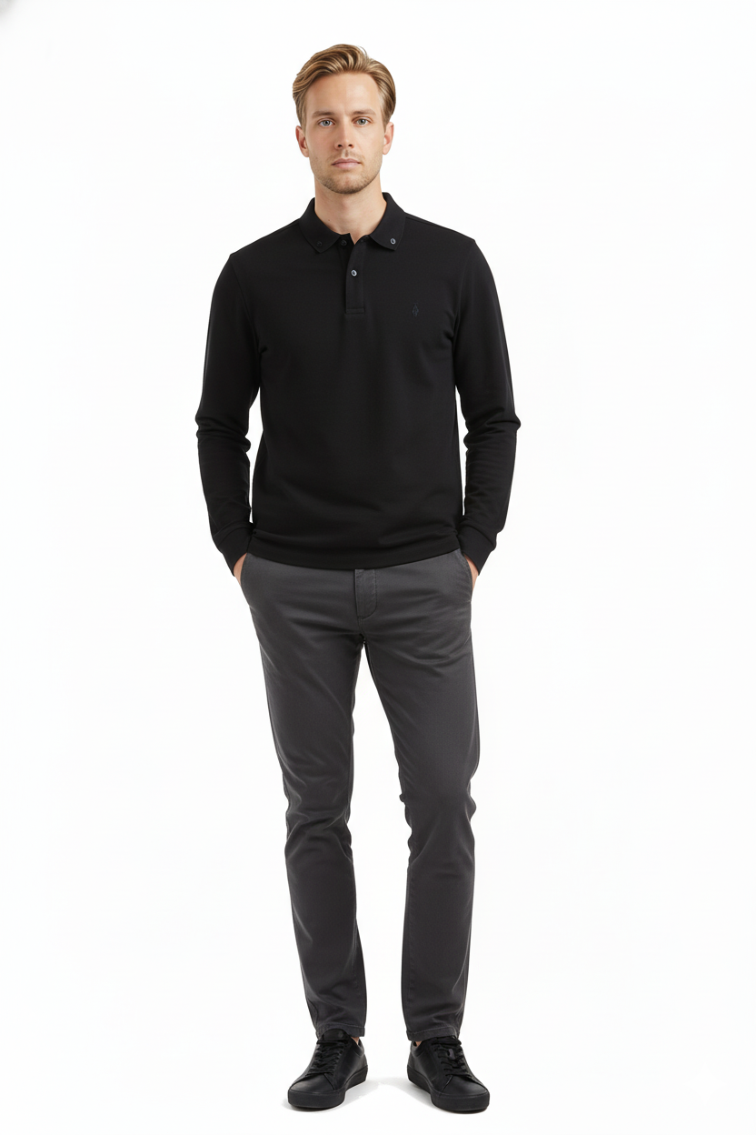 Legato Erkek Regular Fit Polo Yaka Uzun Kollu Pamuklu Süprem Sweatshirt 6725 Main image