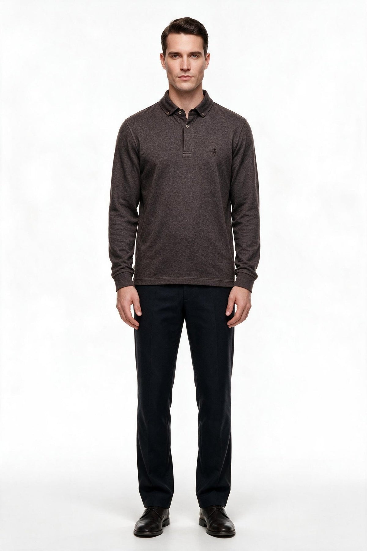 Legato Erkek Polo Yaka Uzun Kollu Dokulu Örme Sweatshirt Main image