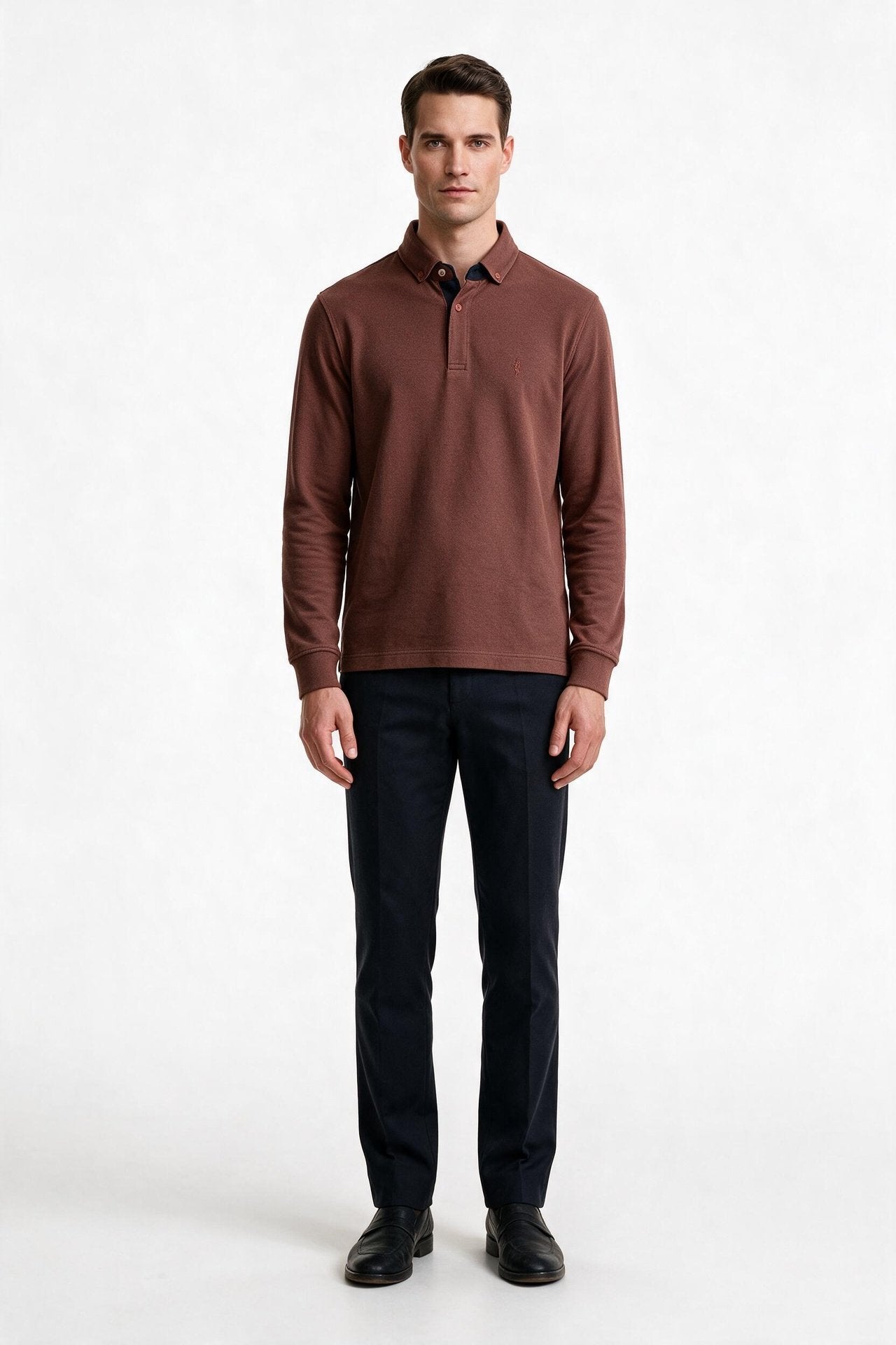 Legato Erkek Polo Yaka Uzun Kollu Dokulu Örme Sweatshirt Secondary image