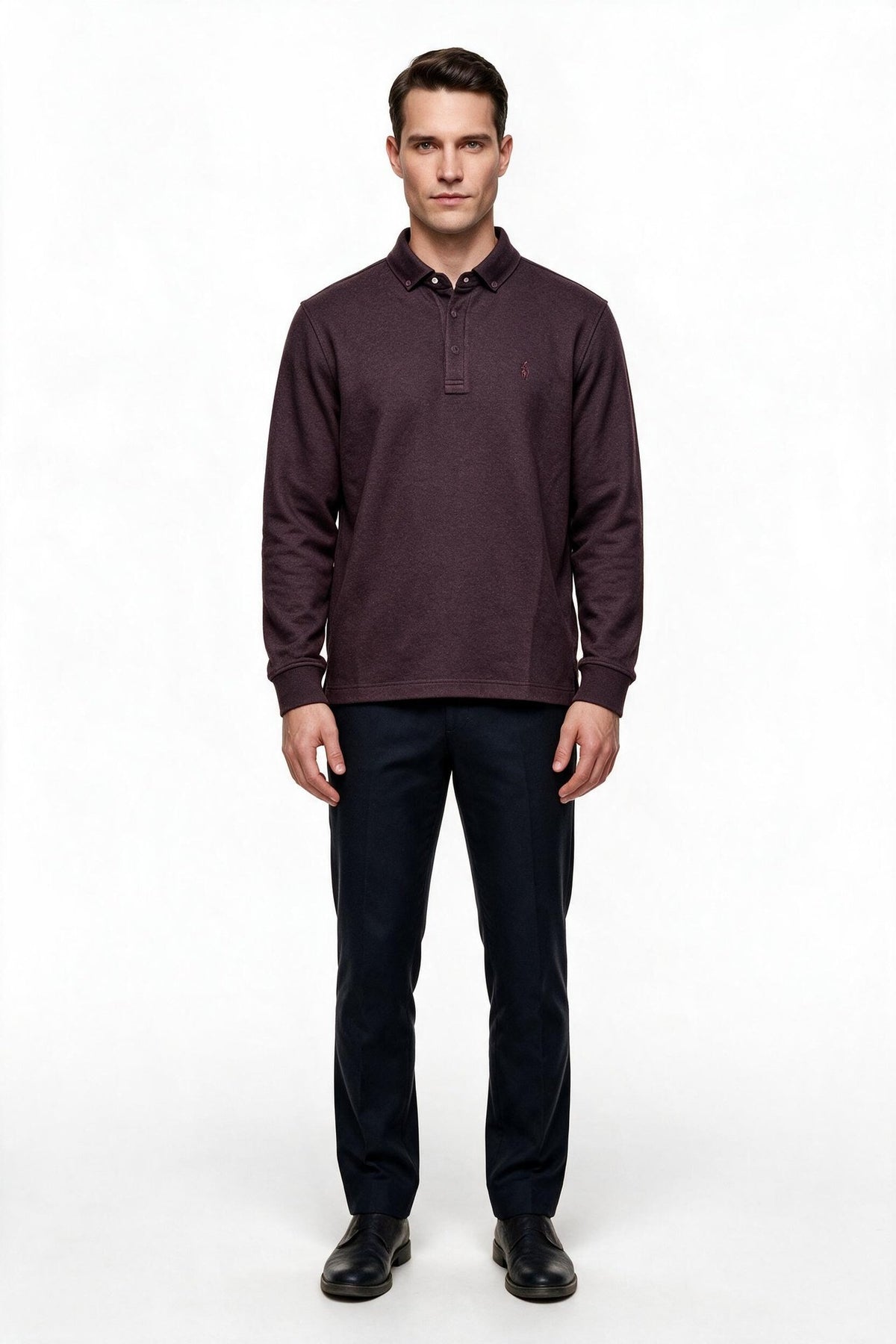 Legato Erkek Polo Yaka Uzun Kollu Dokulu Örme Sweatshirt Main image