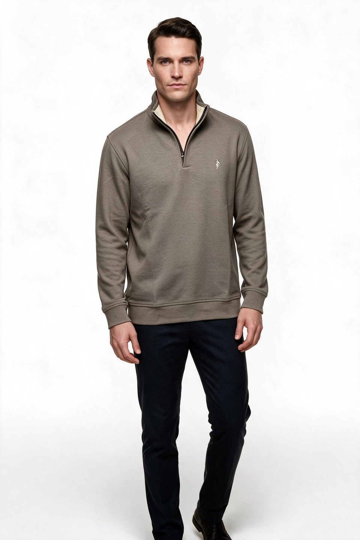 Legato Erkek Dik Yaka Yarım Fermuarlı Pamuk Karışımlı Uzun Kollu Sweatshirt Main image