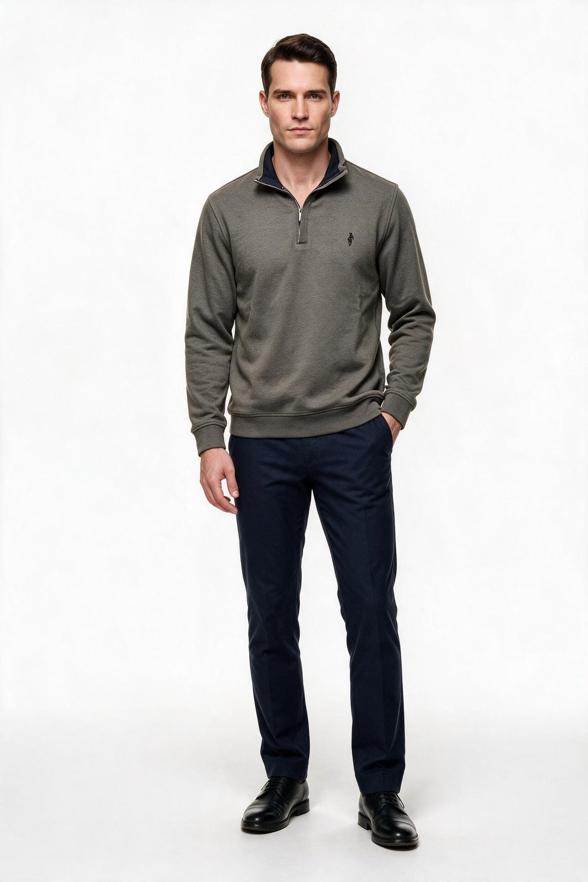 Legato Erkek Dik Yaka Yarım Fermuarlı Pamuk Karışımlı Uzun Kollu Sweatshirt Main image