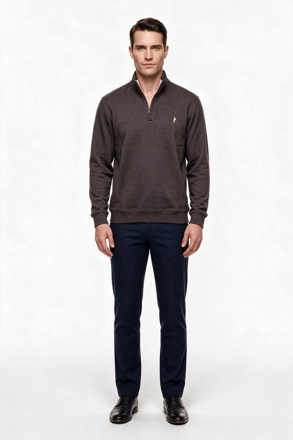 Legato Erkek Dik Yaka Yarım Fermuarlı Pamuk Karışımlı Uzun Kollu Sweatshirt Main image