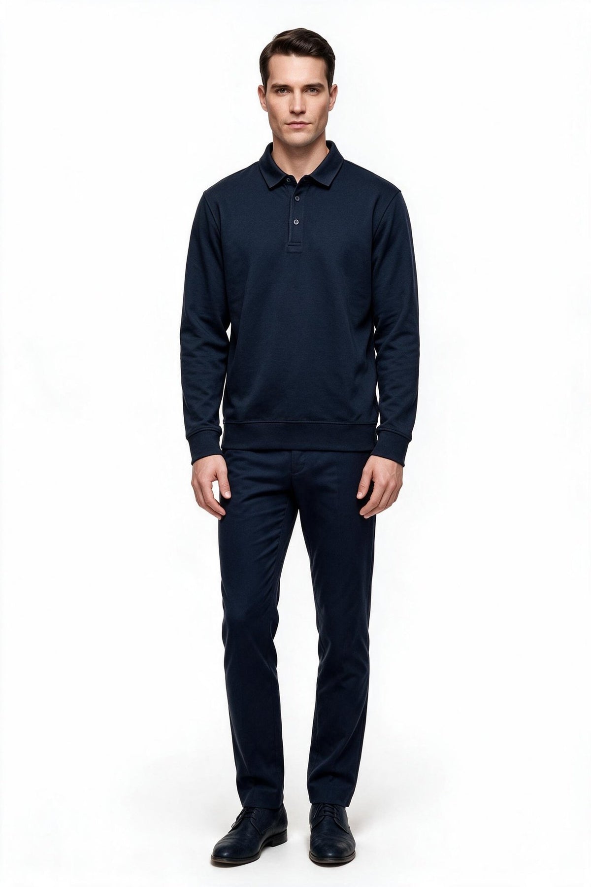 Legato Erkek Polo Yaka Düğmeli Plaket Uzun Kollu Standart Kalıp Sweatshirt Main image
