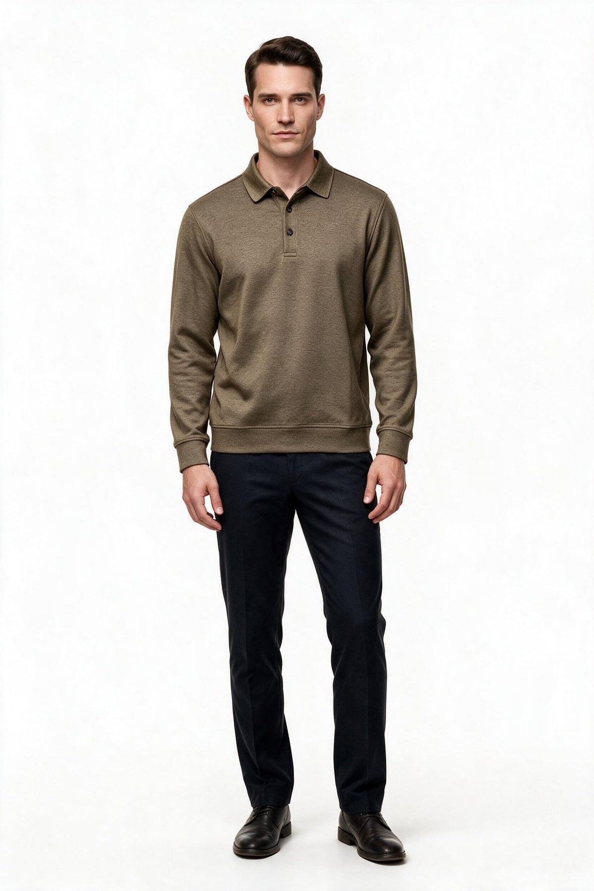 Legato Erkek Polo Yaka Düğmeli Plaket Uzun Kollu Standart Kalıp Sweatshirt Main image
