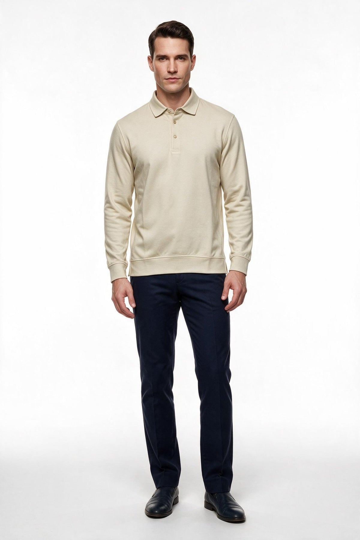Legato Erkek Polo Yaka Düğmeli Plaket Uzun Kollu Standart Kalıp Sweatshirt Main image