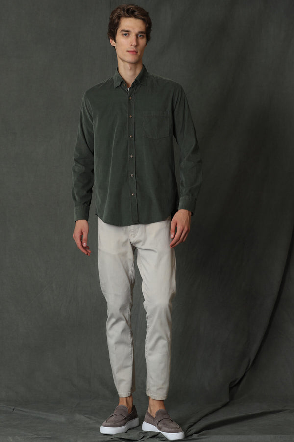 Lufian Oversize Kadife Erkek Gömlek - Uzun Kol - Minimalist Tarz