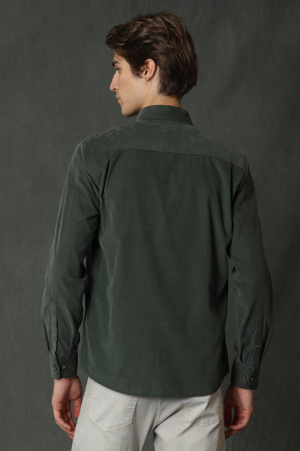 Lufian Oversize Kadife Erkek Gömlek - Uzun Kol - Minimalist Tarz