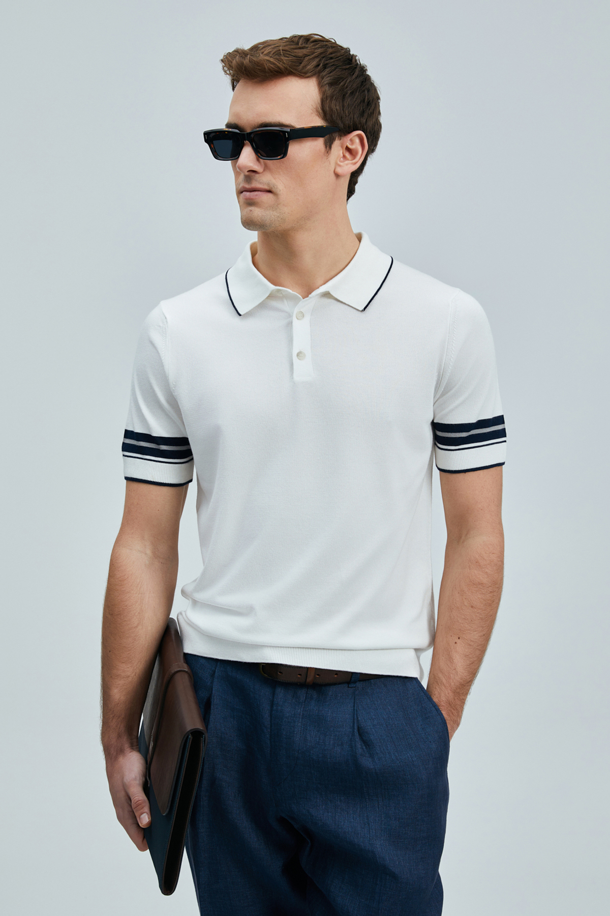 Lufian Erkek Kısa Kol Polo Yaka Minimalist Kazak - Günlük Stil Main image