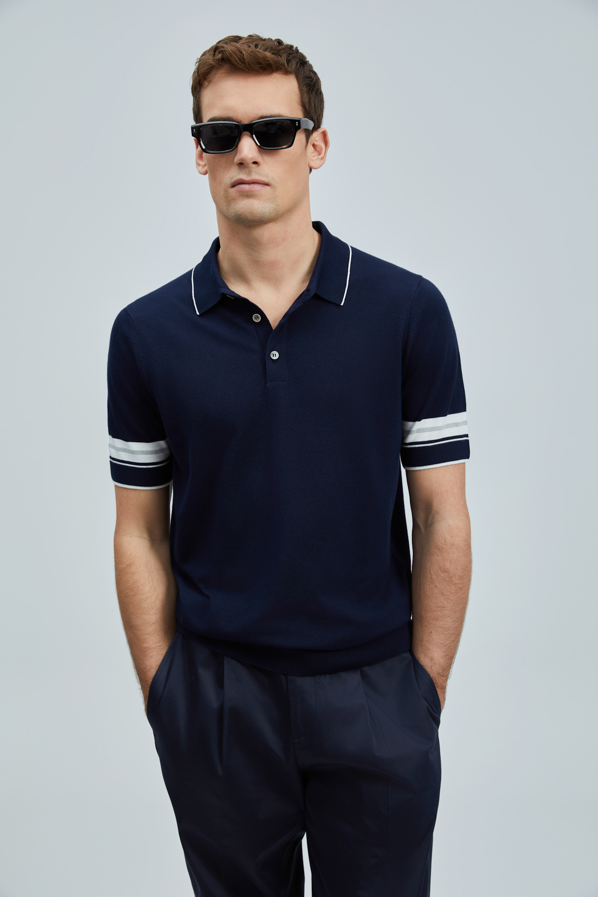 Lufian Erkek Kısa Kol Polo Yaka Minimalist Kazak - Günlük Stil Secondary image