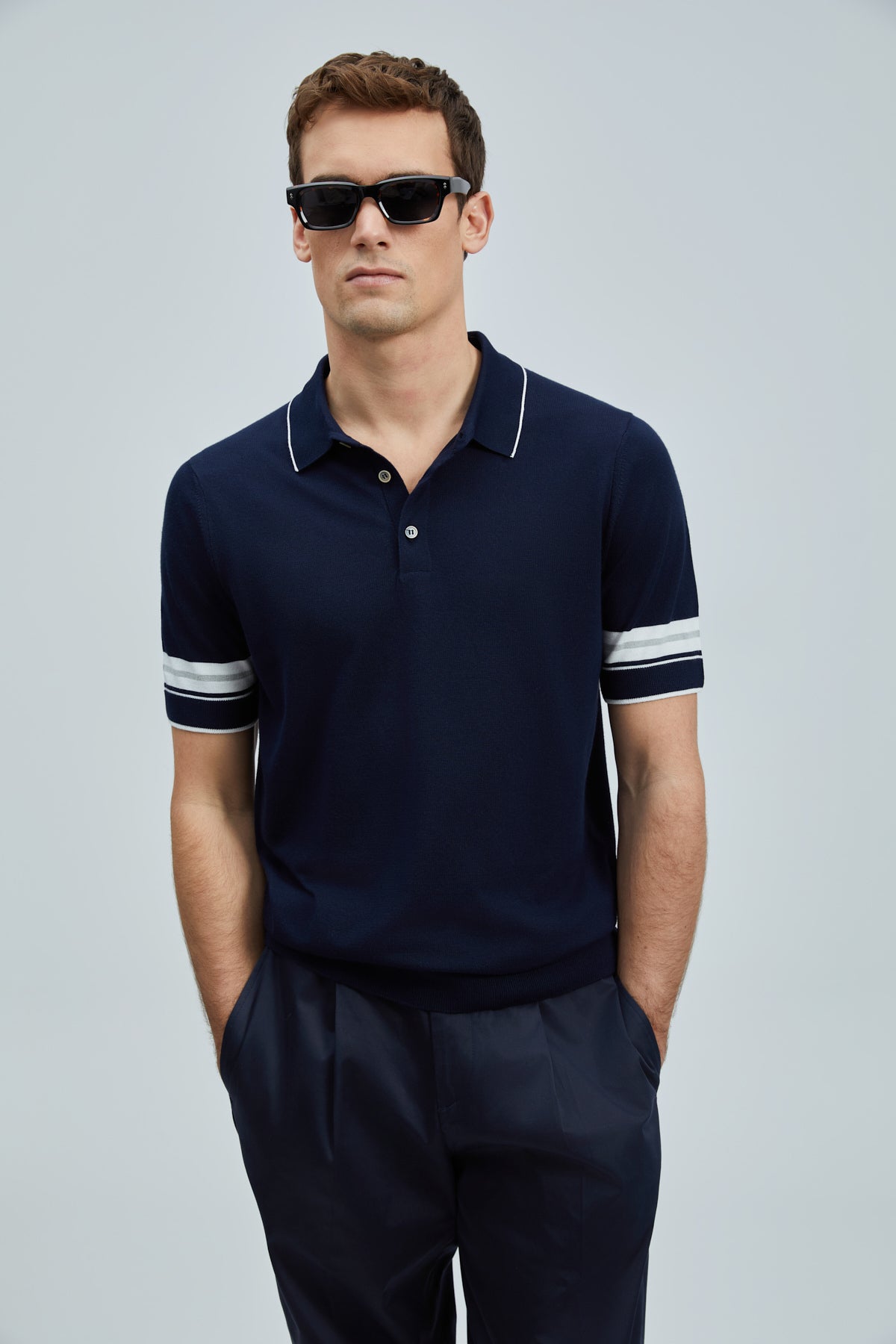 Lufian Erkek Kısa Kol Polo Yaka Minimalist Kazak - Günlük Stil