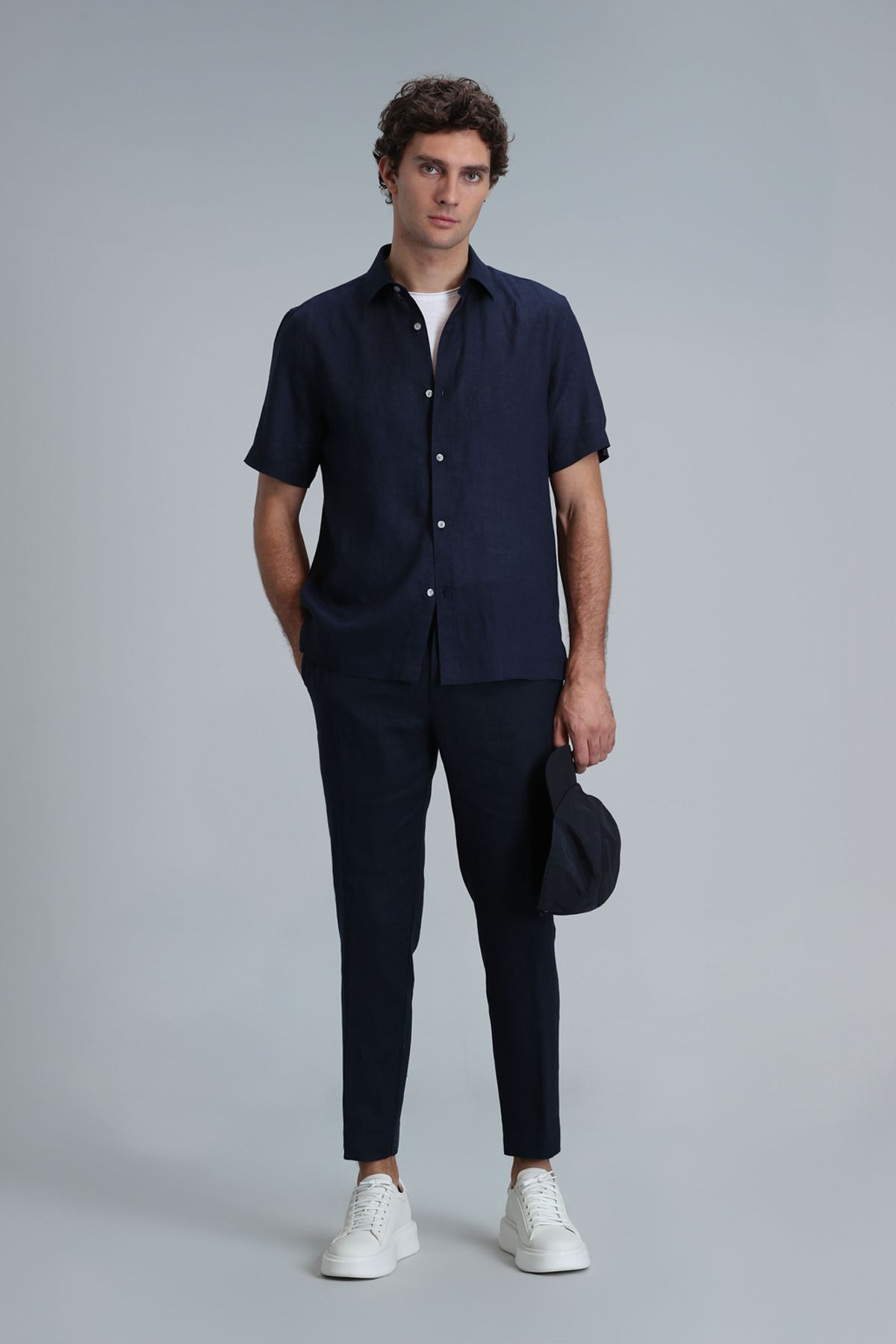 Lufian Minimalist Keten Erkek Crop Pantolon - Rahat ve Şık Main image
