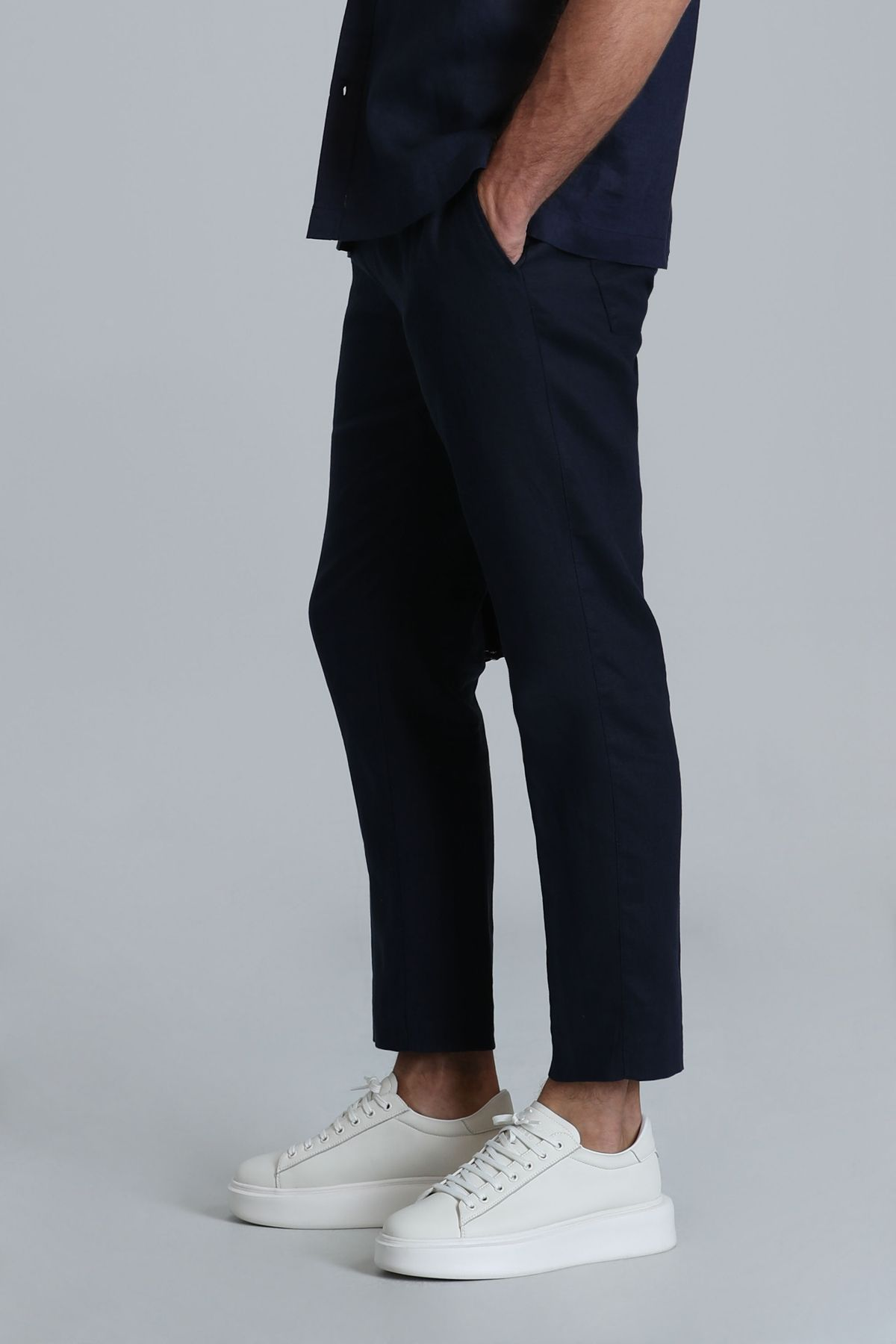 Lufian Minimalist Keten Erkek Crop Pantolon - Rahat ve Şık Secondary image