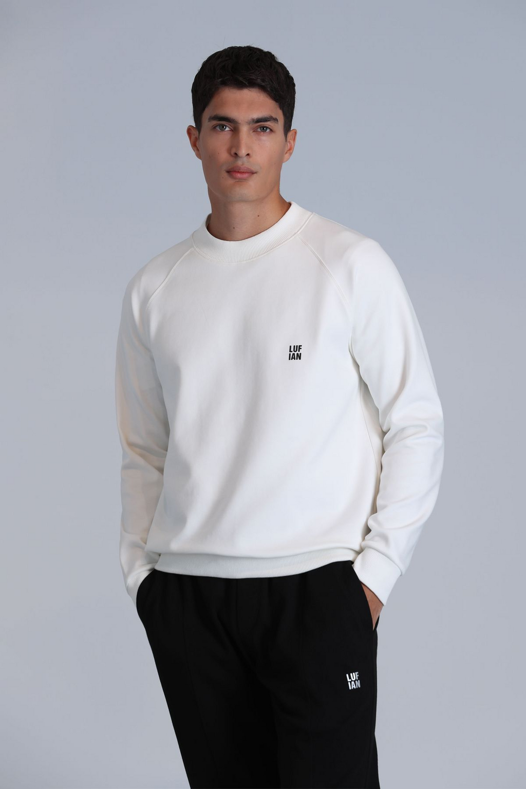 Lufian Oversize Erkek Sweatshirt - Minimalist Stil, Uzun Kol, Yuvarlak Yaka