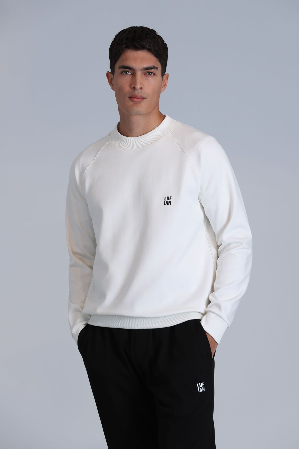 Lufian Oversize Erkek Sweatshirt - Minimalist Stil, Uzun Kol, Yuvarlak Yaka