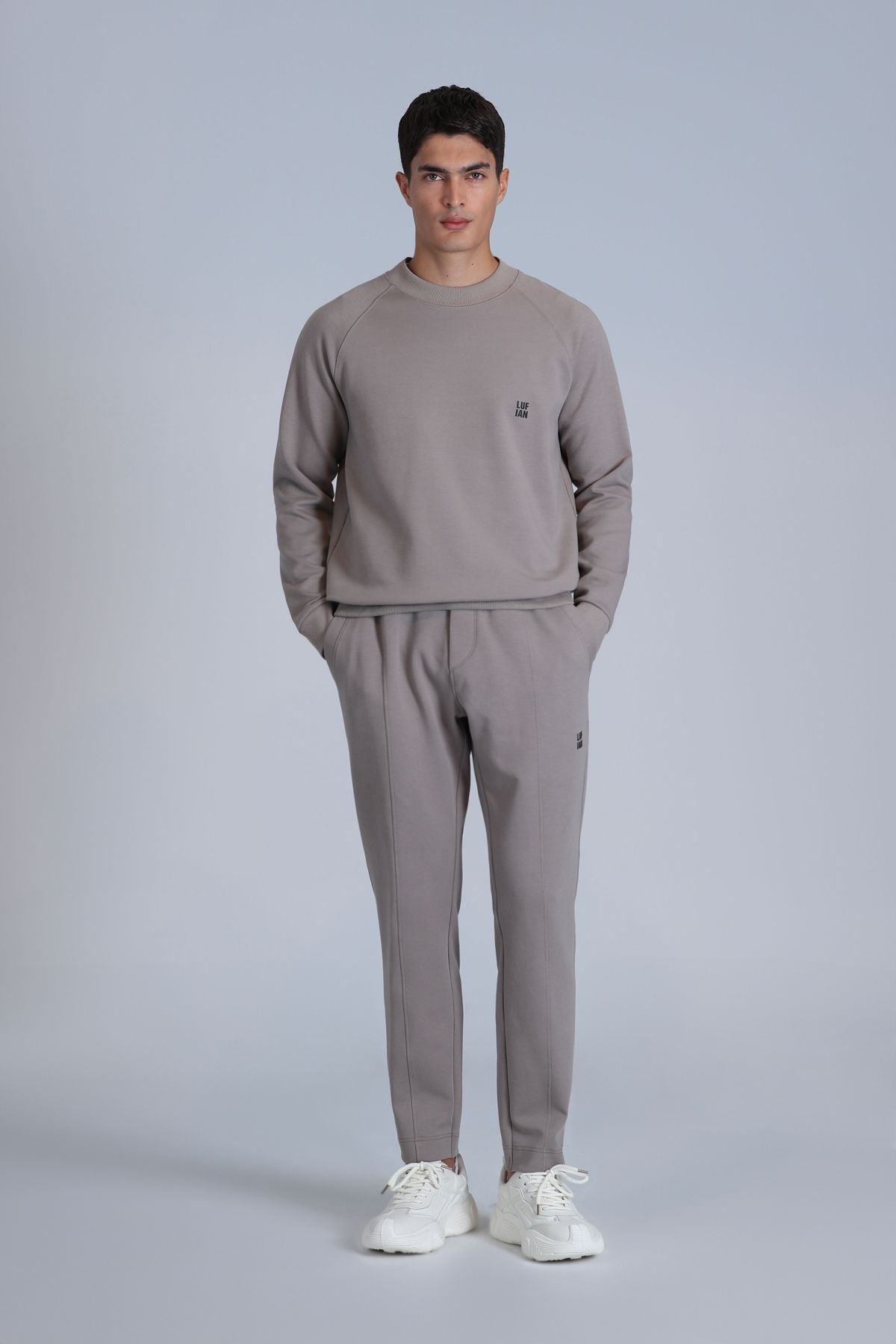 Lufian Oversize Erkek Sweatshirt - Minimalist Stil, Uzun Kol, Yuvarlak Yaka