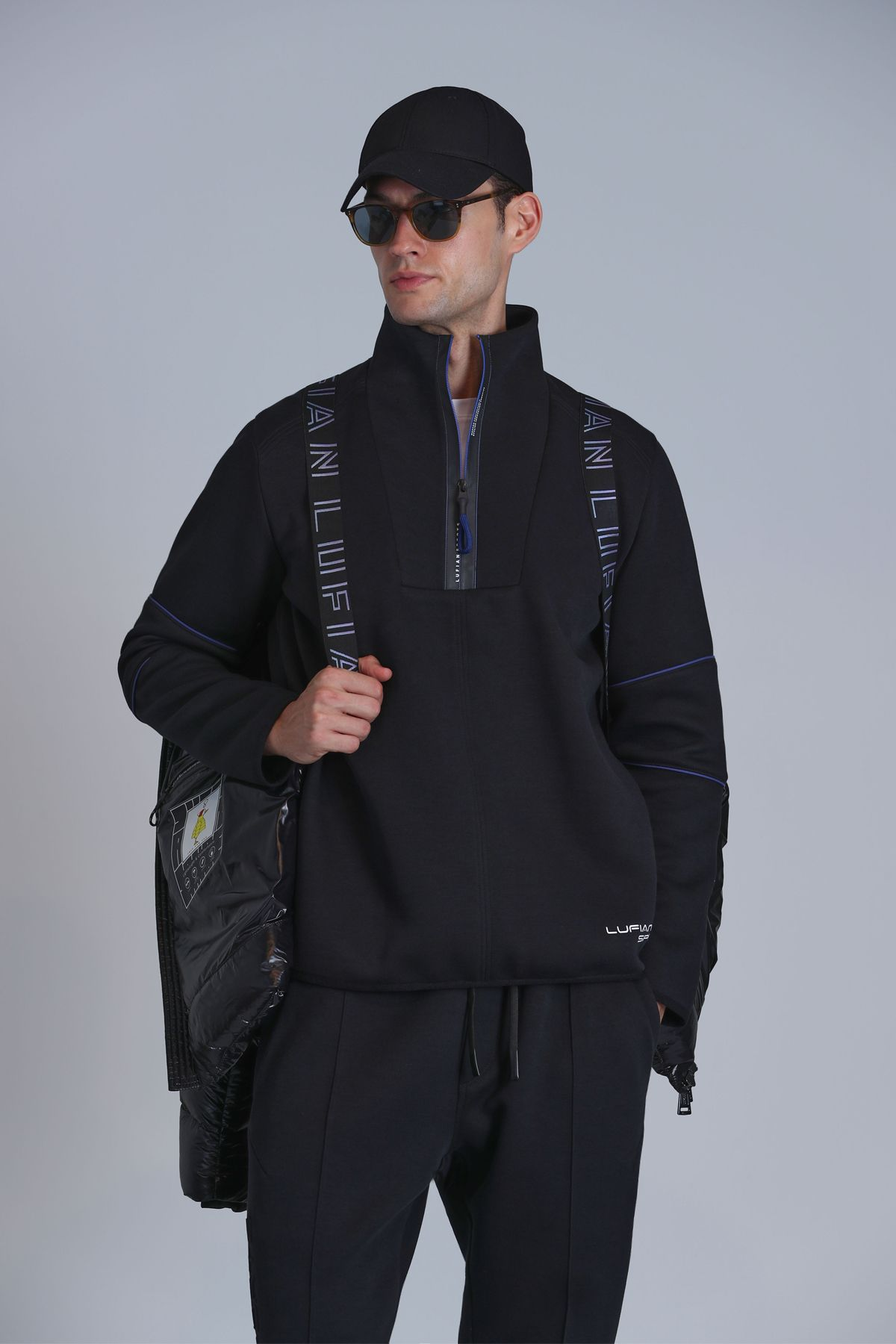 Lufian Minimalist Oversize Erkek Sweatshirt - Yarım Fermuarlı, Günlük Main image