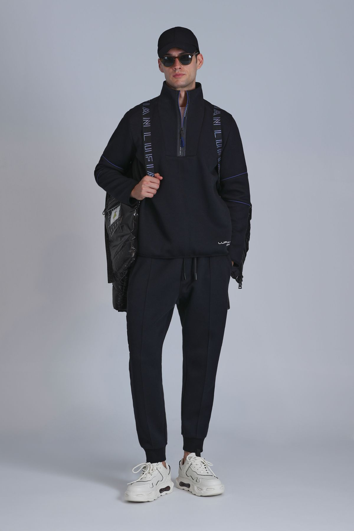 Lufian Minimalist Oversize Erkek Sweatshirt - Yarım Fermuarlı, Günlük Secondary image
