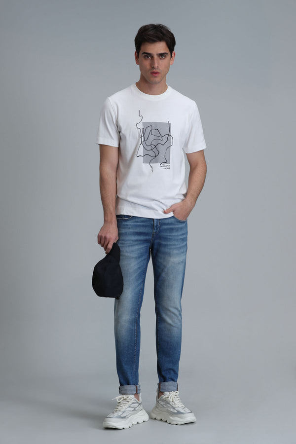 Lufian Minimalist Desenli Regular Fit Kısa Kol Erkek T-Shirt