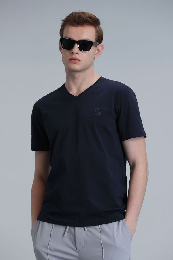 Lufian Minimalist V Yaka Kısa Kol Erkek T-Shirt - Günlük Stil