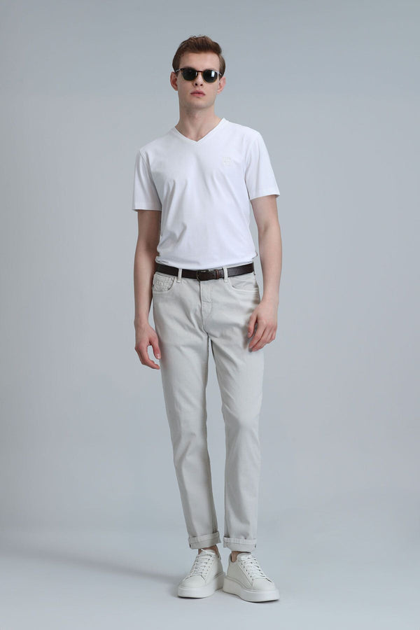 Lufian Minimalist V Yaka Kısa Kol Erkek T-Shirt - Günlük Stil