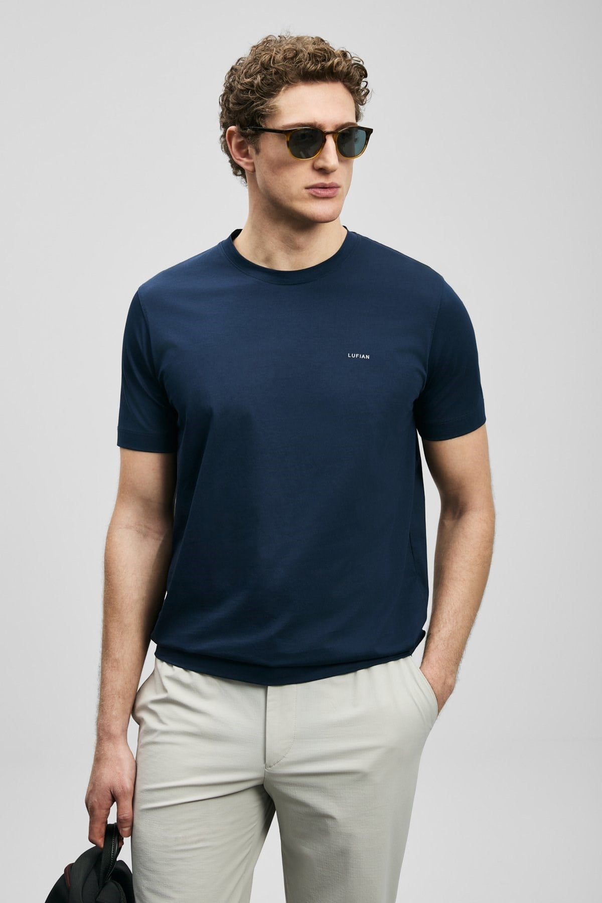 Lufian Erkek Pamuklu Bisiklet Yaka Kısa Kollu Logo Detaylı Standart Kalıp T-Shirt 111020321 Ana görsel