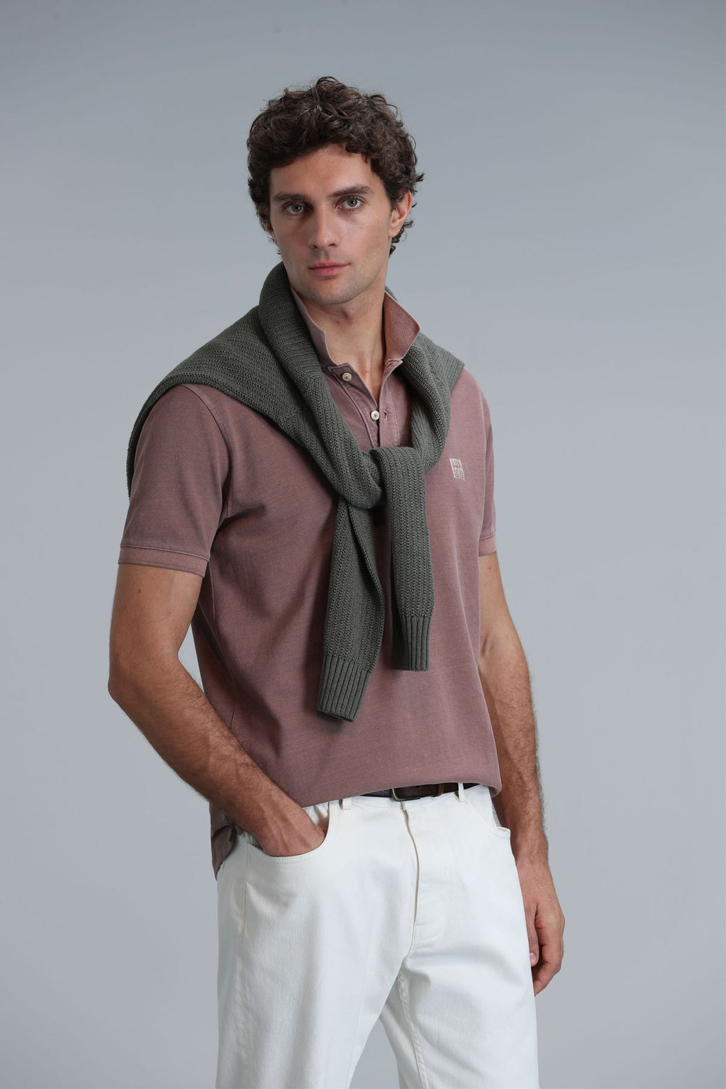 Lufian Minimalist Polo Yaka Kısa Kol Erkek T-Shirt - Günlük Stil