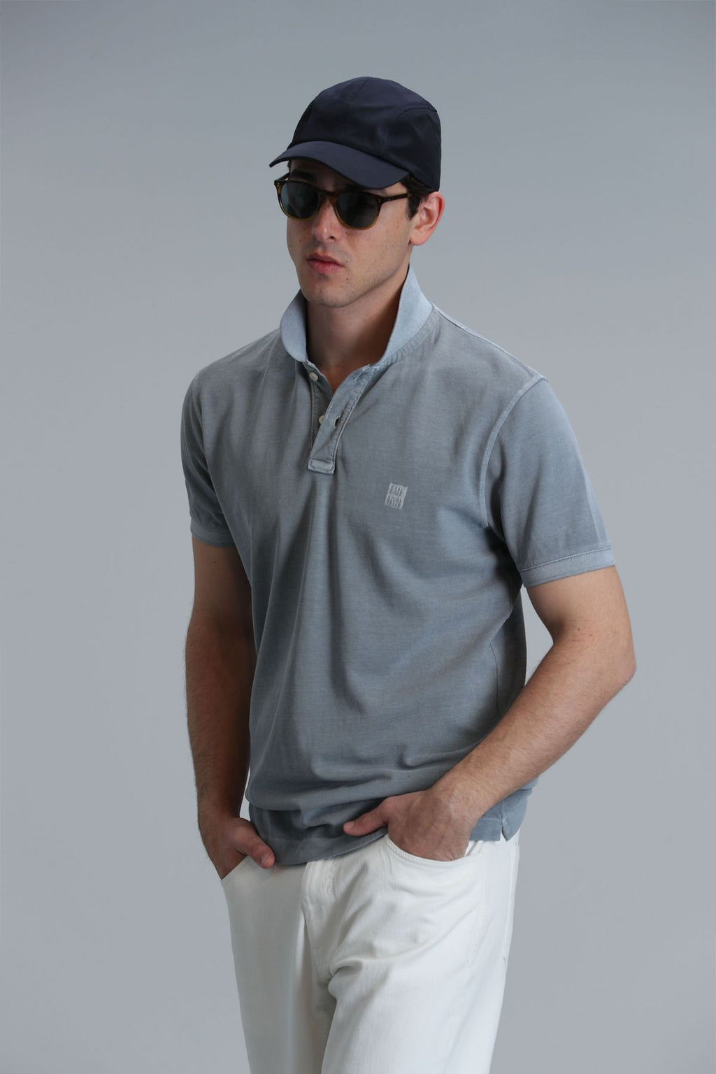 Lufian Minimalist Polo Yaka Kısa Kol Erkek T-Shirt - Günlük Stil