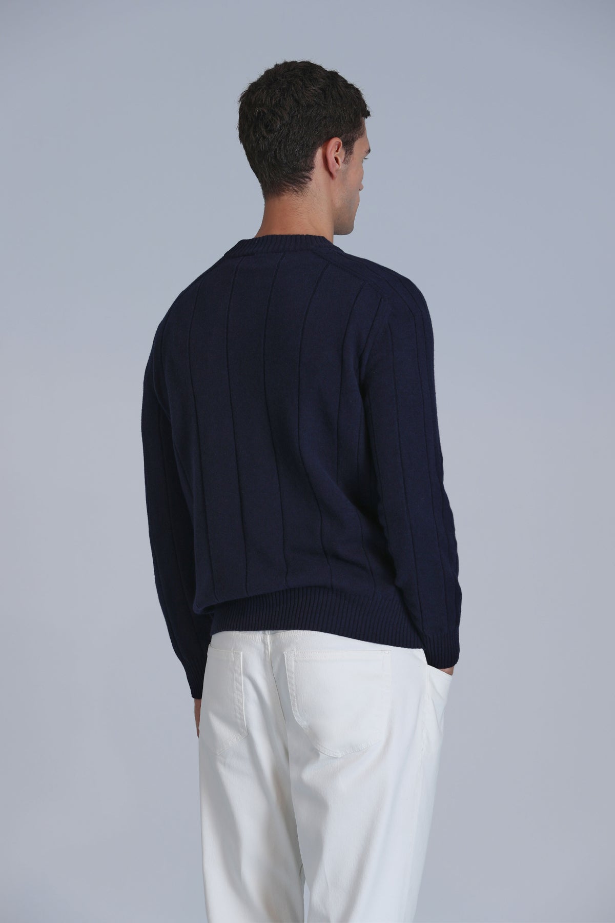 Lufian Minimalist Erkek Kazak - Oversize, Uzun Kol, Yuvarlak Yaka