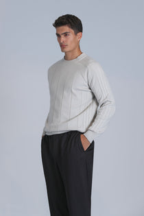 Lufian Minimalist Erkek Kazak - Oversize, Uzun Kol, Yuvarlak Yaka
