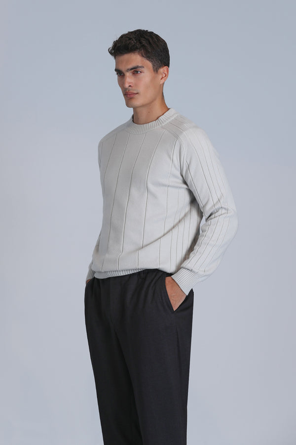 Lufian Minimalist Erkek Kazak - Oversize, Uzun Kol, Yuvarlak Yaka