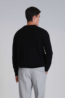 Lufian Minimalist Erkek Kazak - Oversize, Uzun Kol, Yuvarlak Yaka