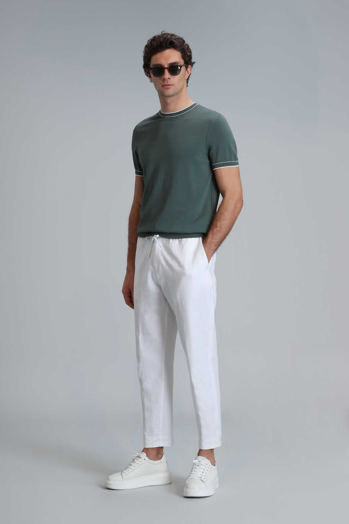 Lufian Minimalist Kısa Kol Erkek Kazak - Yuvarlak Yaka, Günlük Kullanım